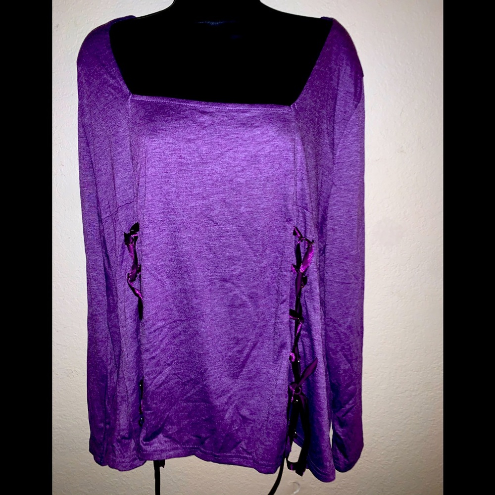 New purple Plus Size long sleeve blouse